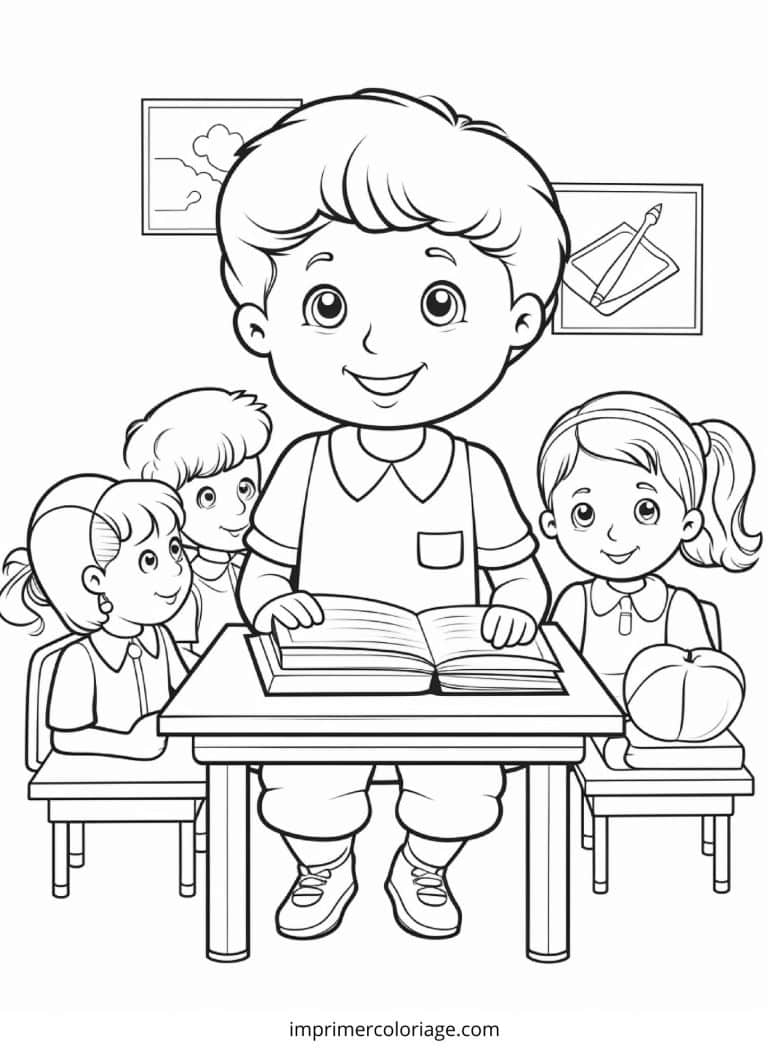 Coloriage de rentr&eacute;e scolaire grand - dessin gratuit &agrave; imprimer