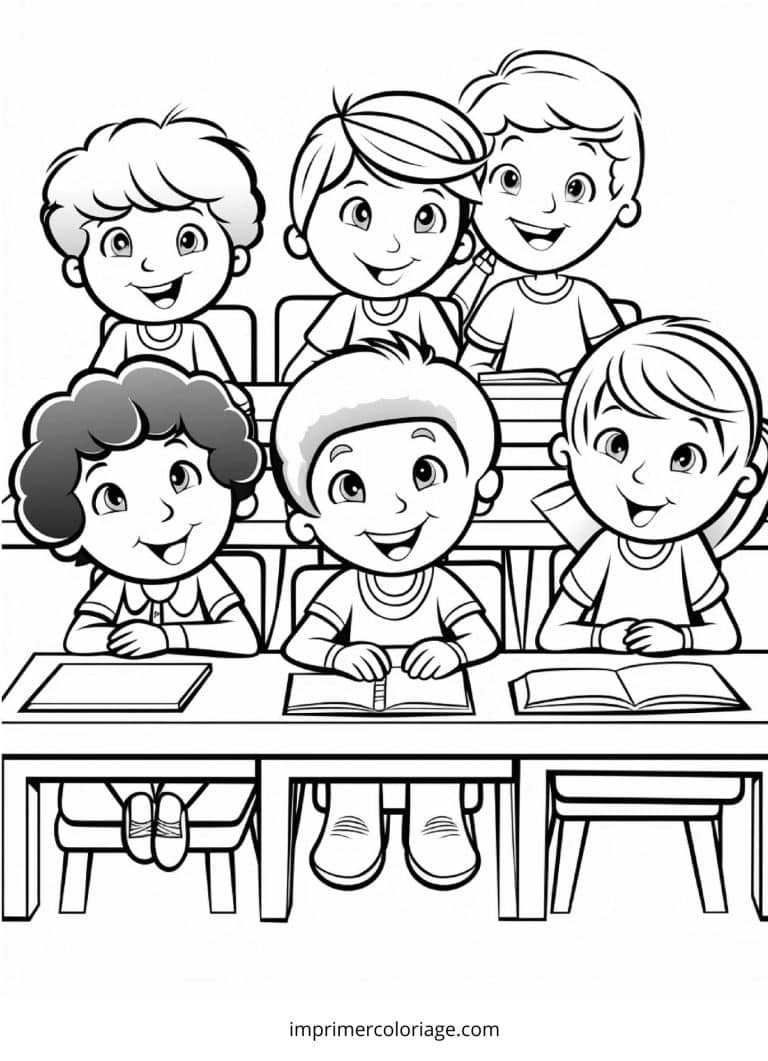 Coloriage de rentr&eacute;e scolaire classe &eacute;cole - dessin gratuit &agrave; imprimer