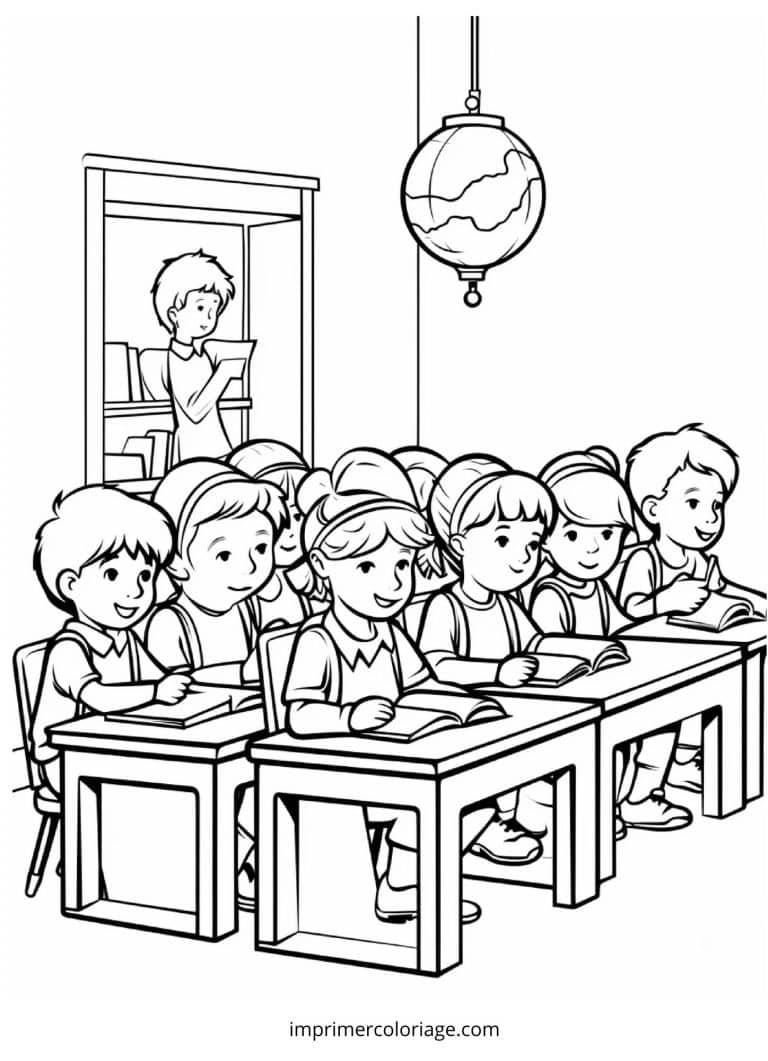 Coloriage vive la rentr&eacute;e scolaire | Dessin gratuit &agrave; imprimer