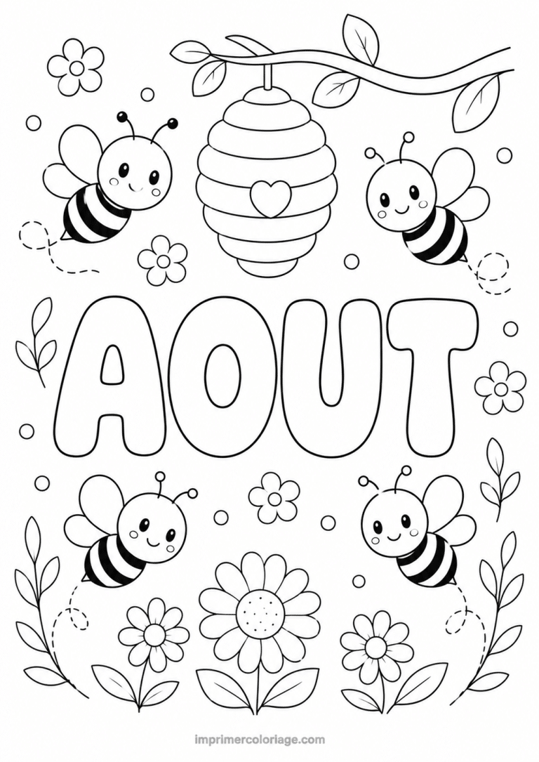 coloriage aout abeilles - dessin gratuit &agrave; imprimer