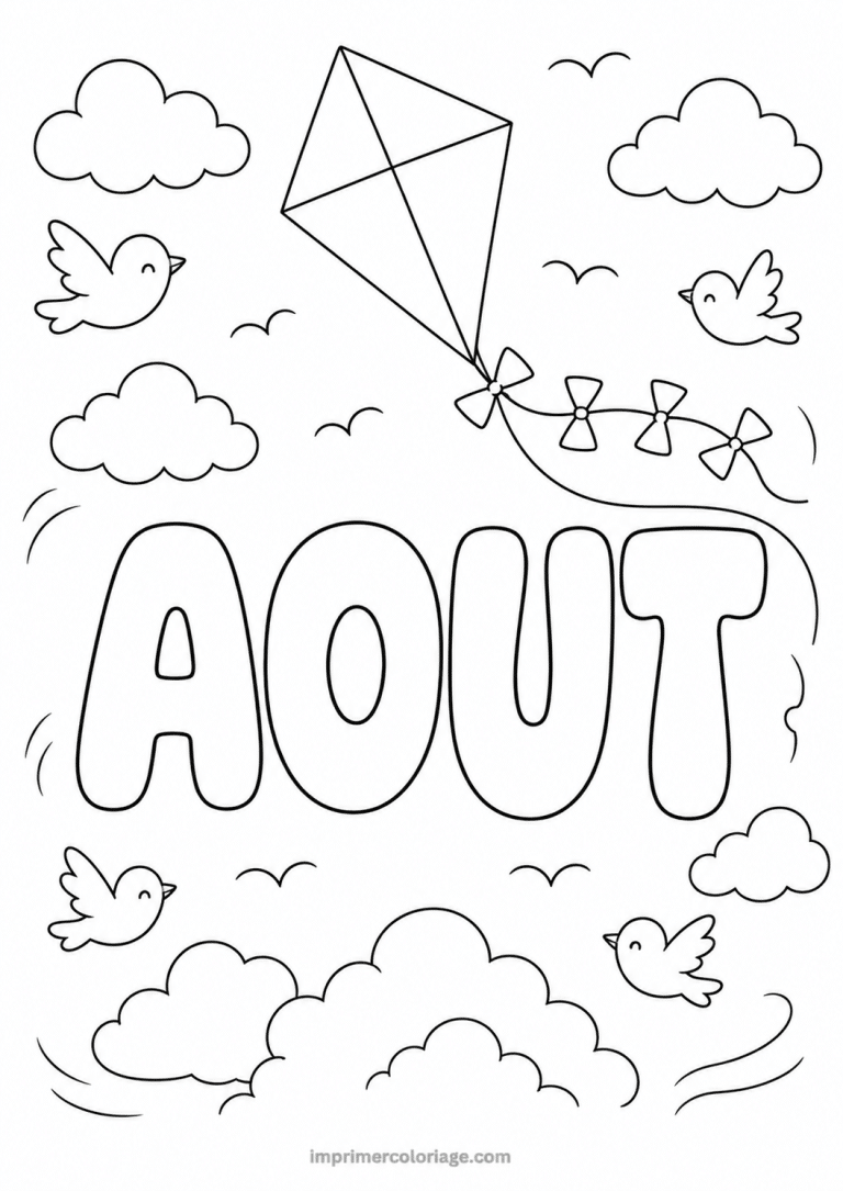 coloriage aout cerf volant - dessin gratuit &agrave; imprimer