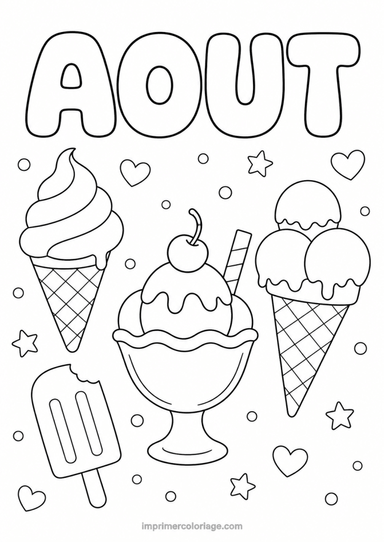 coloriage aout glaces - dessin gratuit &agrave; imprimer