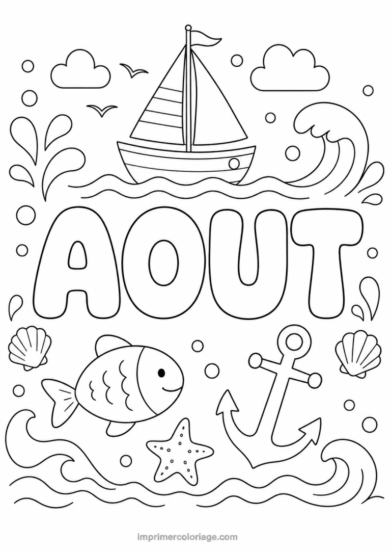coloriage aout mer - dessin gratuit &agrave; imprimer