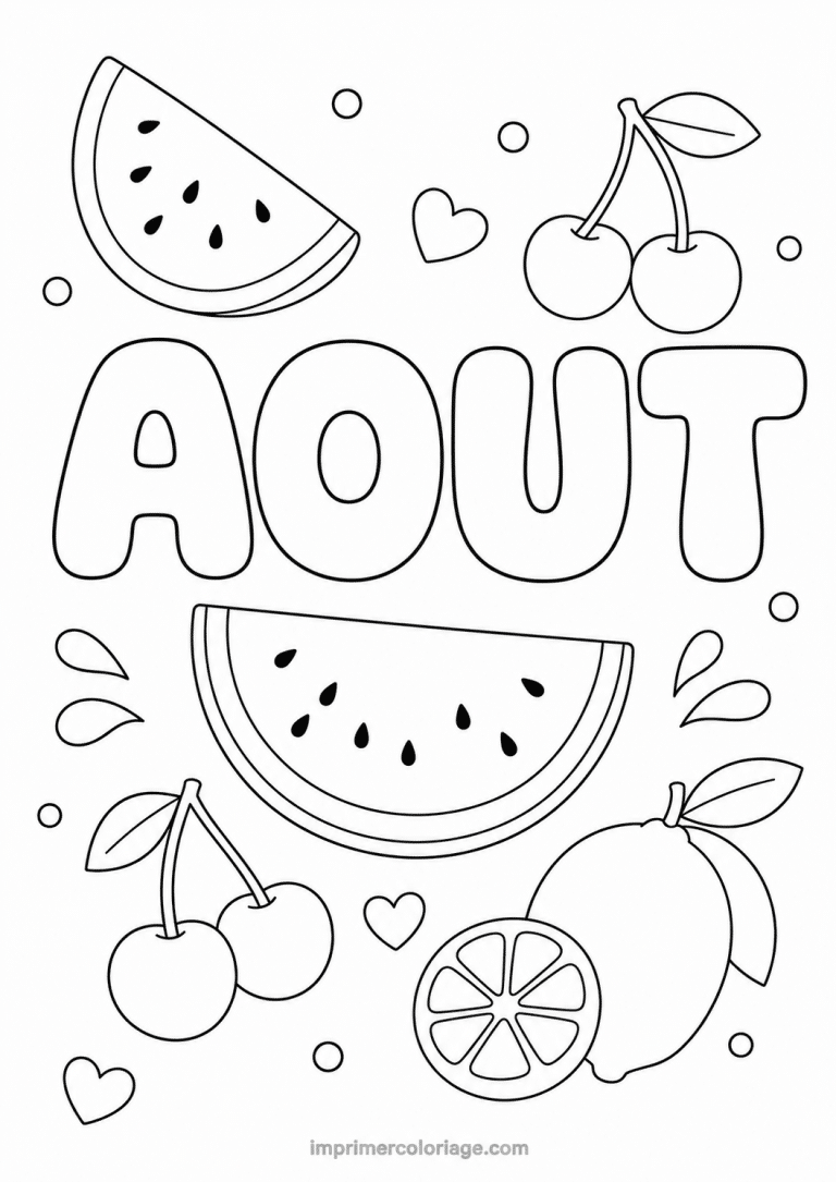 coloriage aout pasteque - dessin gratuit &agrave; imprimer