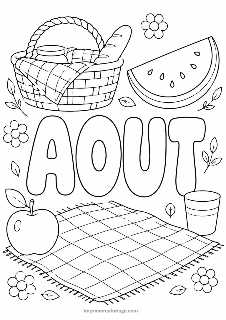 coloriage aout pique nique - dessin gratuit &agrave; imprimer