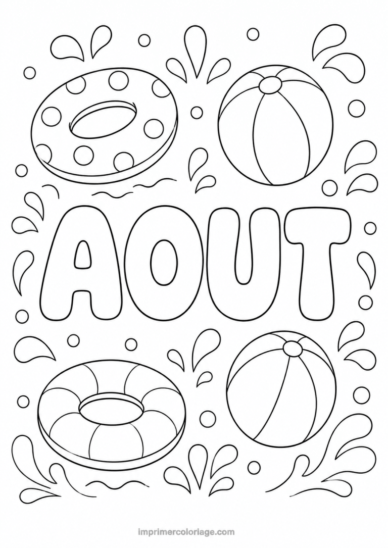 coloriage aout piscine - dessin gratuit &agrave; imprimer