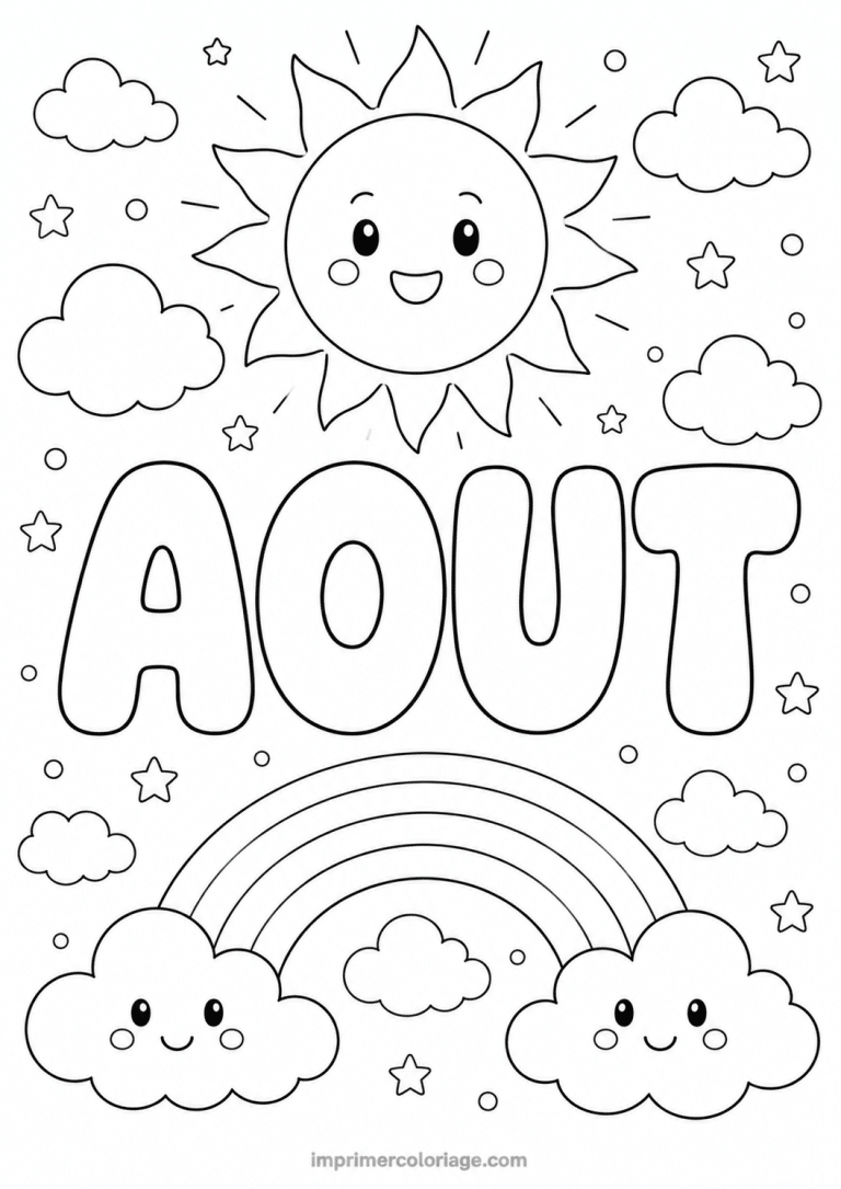 coloriage aout soleil arc en ciel - dessin gratuit &agrave; imprimer