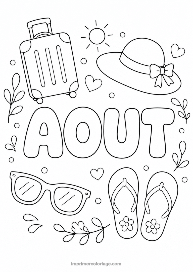 coloriage aout vacances - dessin gratuit &agrave; imprimer