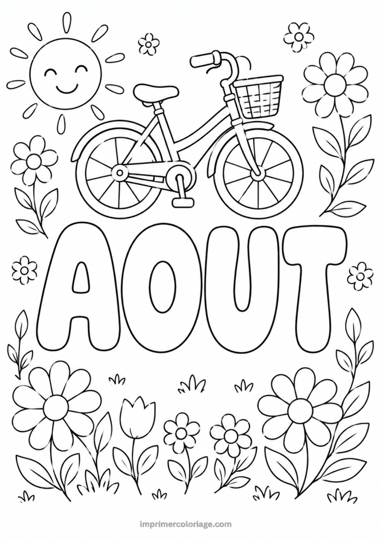 coloriage aout velo - dessin gratuit &agrave; imprimer