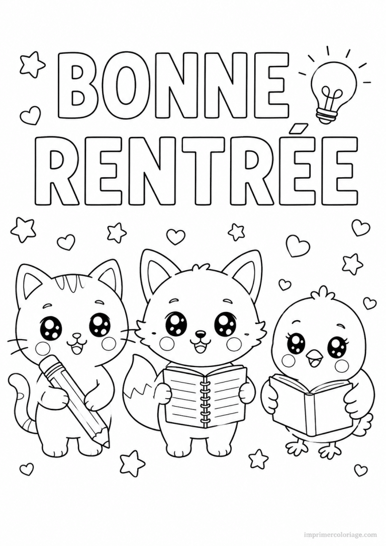 coloriage rentree animaux kawaii - dessin gratuit &agrave; imprimer