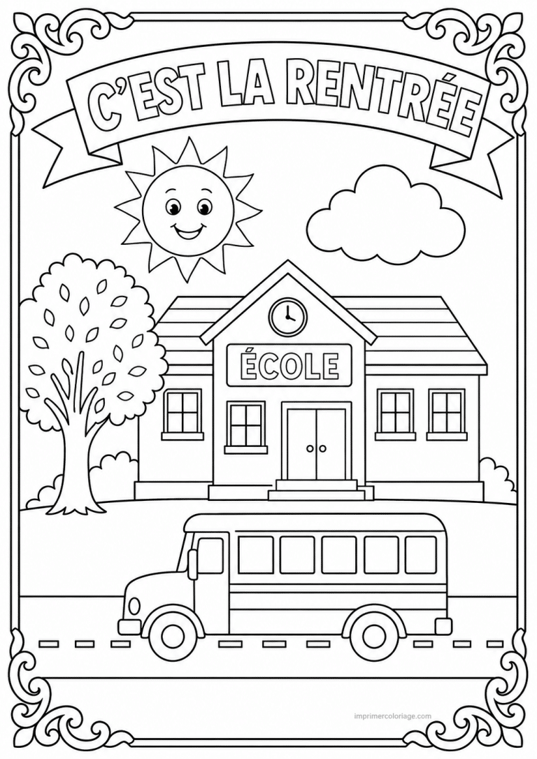 coloriage rentree cest la rentree cadre - dessin gratuit &agrave; imprimer
