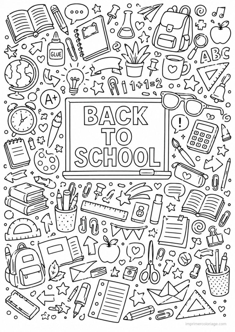 coloriage rentree doodle dense - dessin gratuit &agrave; imprimer