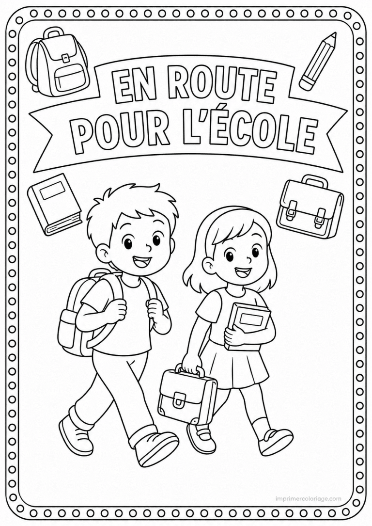 coloriage rentree en route pour lecole - dessin gratuit &agrave; imprimer