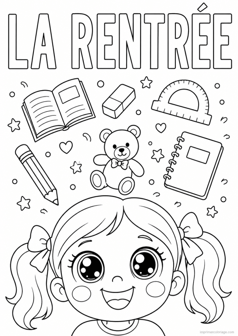 coloriage rentree fillette doodles - dessin gratuit &agrave; imprimer
