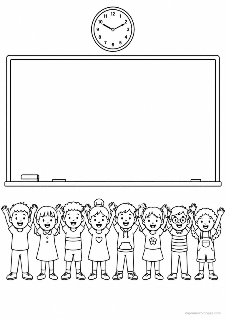 coloriage rentree tableau et eleves - dessin gratuit &agrave; imprimer