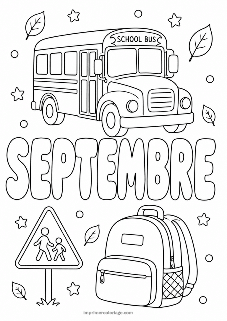 coloriage septembre bus ecole - dessin gratuit &agrave; imprimer