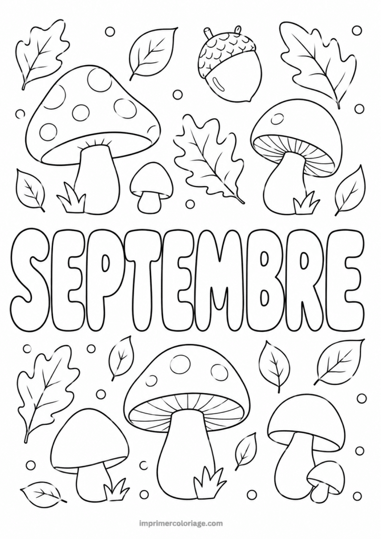 coloriage septembre champignons - dessin gratuit &agrave; imprimer