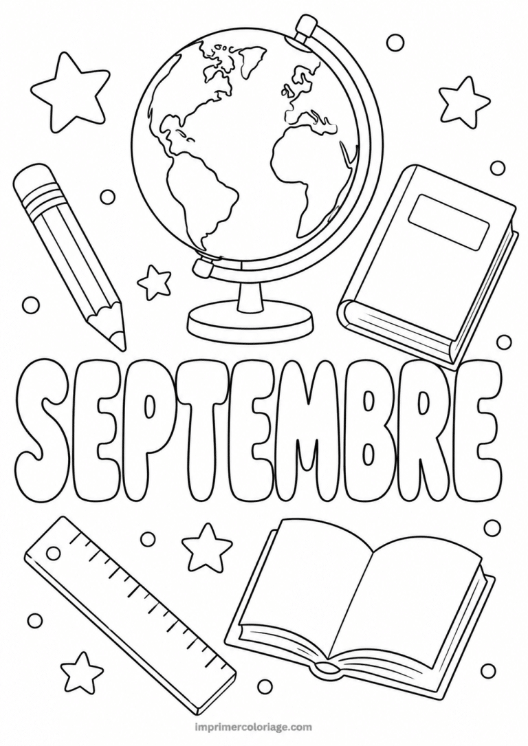 coloriage septembre globe - dessin gratuit &agrave; imprimer