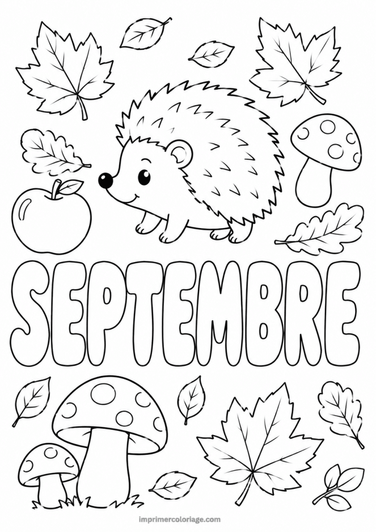 coloriage septembre herisson - dessin gratuit &agrave; imprimer