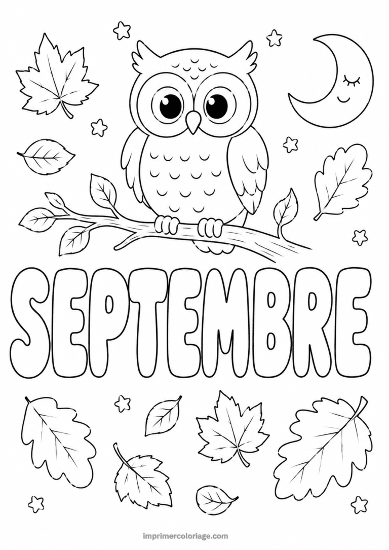 coloriage septembre hibou - dessin gratuit &agrave; imprimer