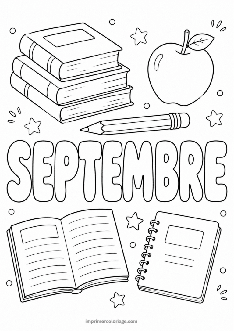 coloriage septembre livres - dessin gratuit &agrave; imprimer
