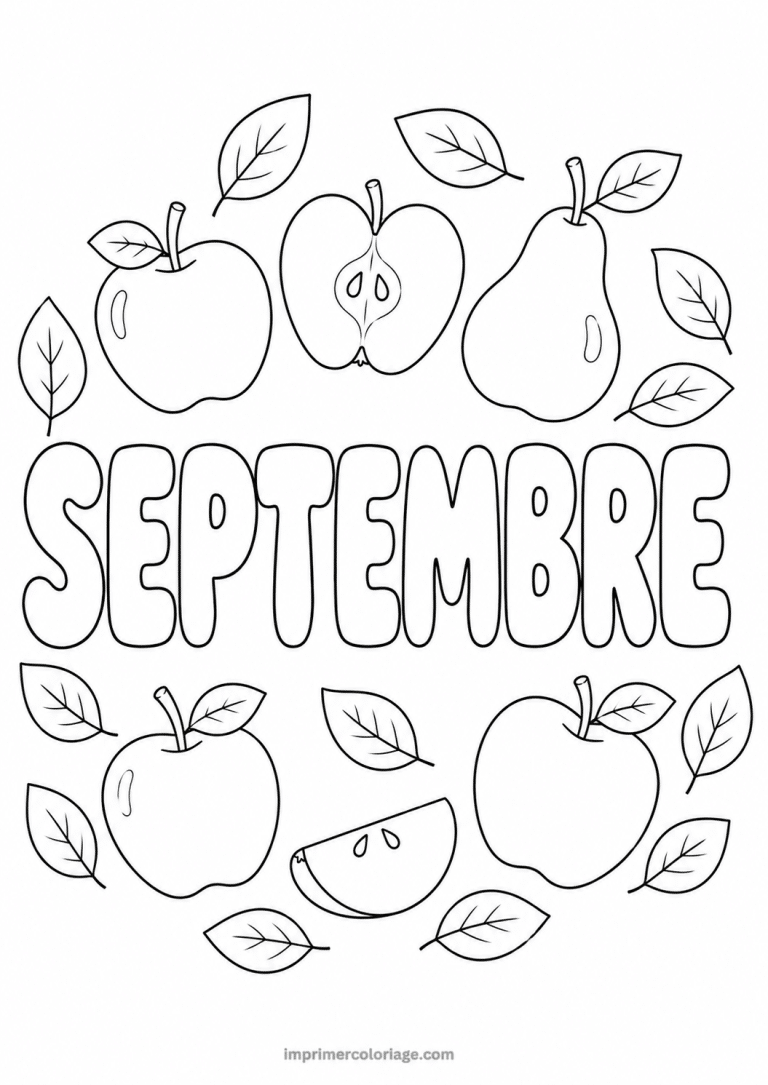 coloriage septembre pommes - dessin gratuit &agrave; imprimer