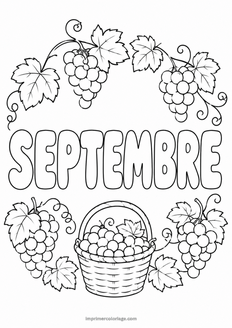 coloriage septembre raisins - dessin gratuit &agrave; imprimer