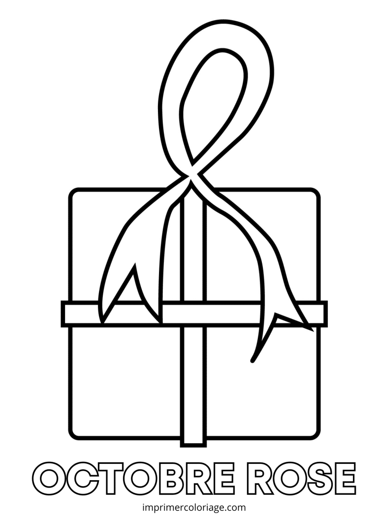 Coloriage cadeau octobre rose - dessin gratuit &agrave; imprimer