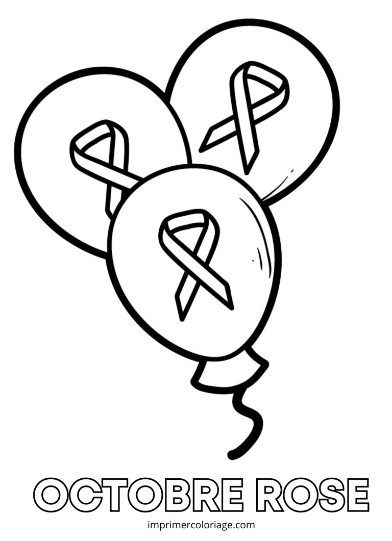 Coloriage octobre rose ballons - dessin gratuit &agrave; imprimer