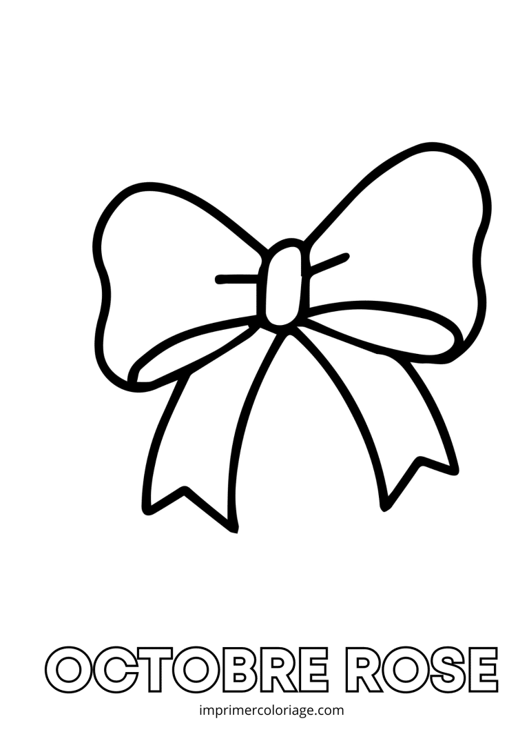 Coloriage octobre rose noeud - dessin gratuit &agrave; imprimer