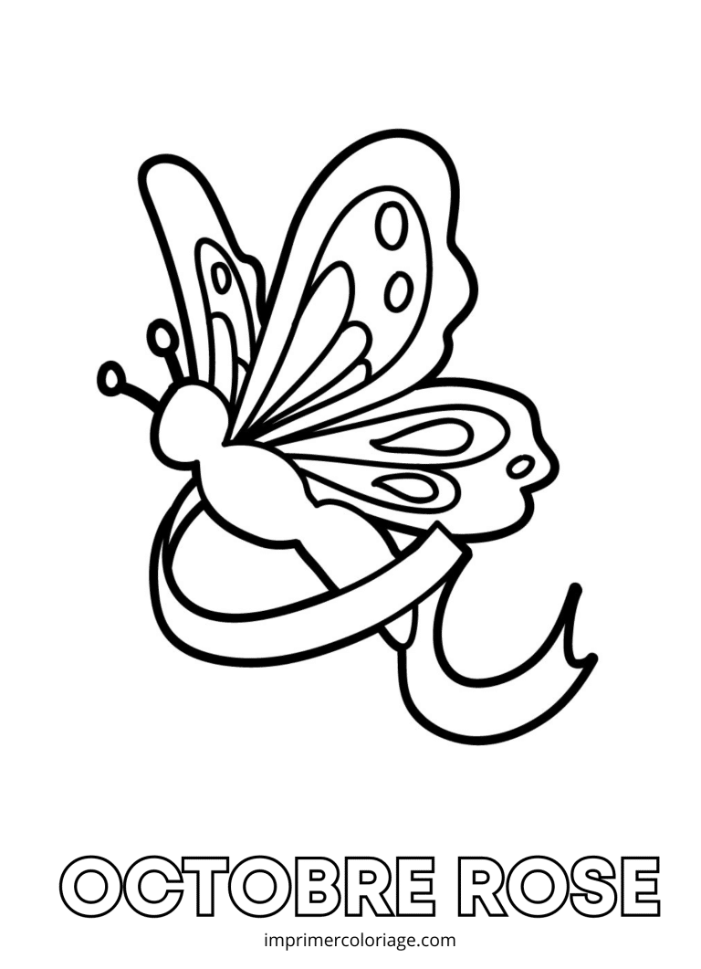 Coloriage octobre rose papillon - dessin gratuit &agrave; imprimer
