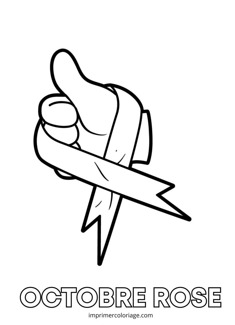 Coloriage octobre rose pouce - dessin gratuit &agrave; imprimer