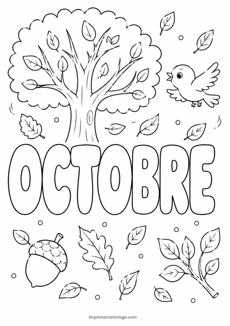 coloriage octobre arbre automne - dessin gratuit &agrave; imprimer