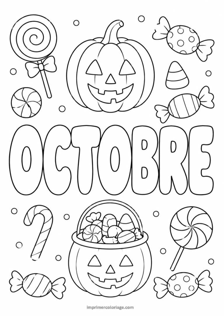 coloriage octobre bonbons - dessin gratuit &agrave; imprimer