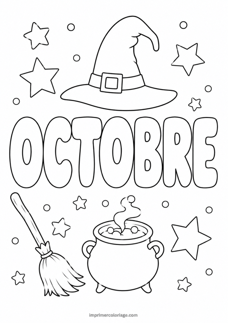 coloriage octobre chapeau sorciere - dessin gratuit &agrave; imprimer