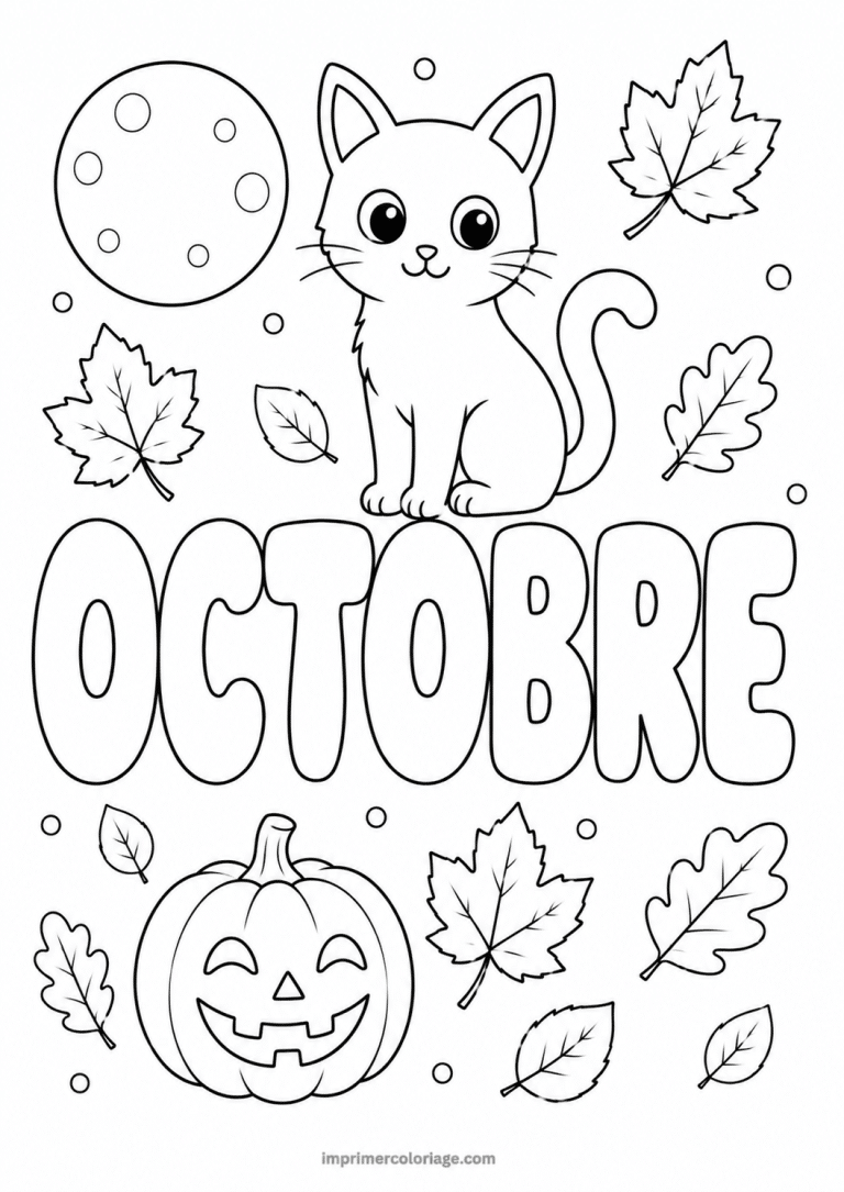 coloriage octobre chat - dessin gratuit &agrave; imprimer