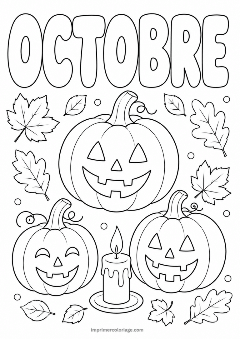 coloriage octobre citrouilles bougie - dessin gratuit &agrave; imprimer