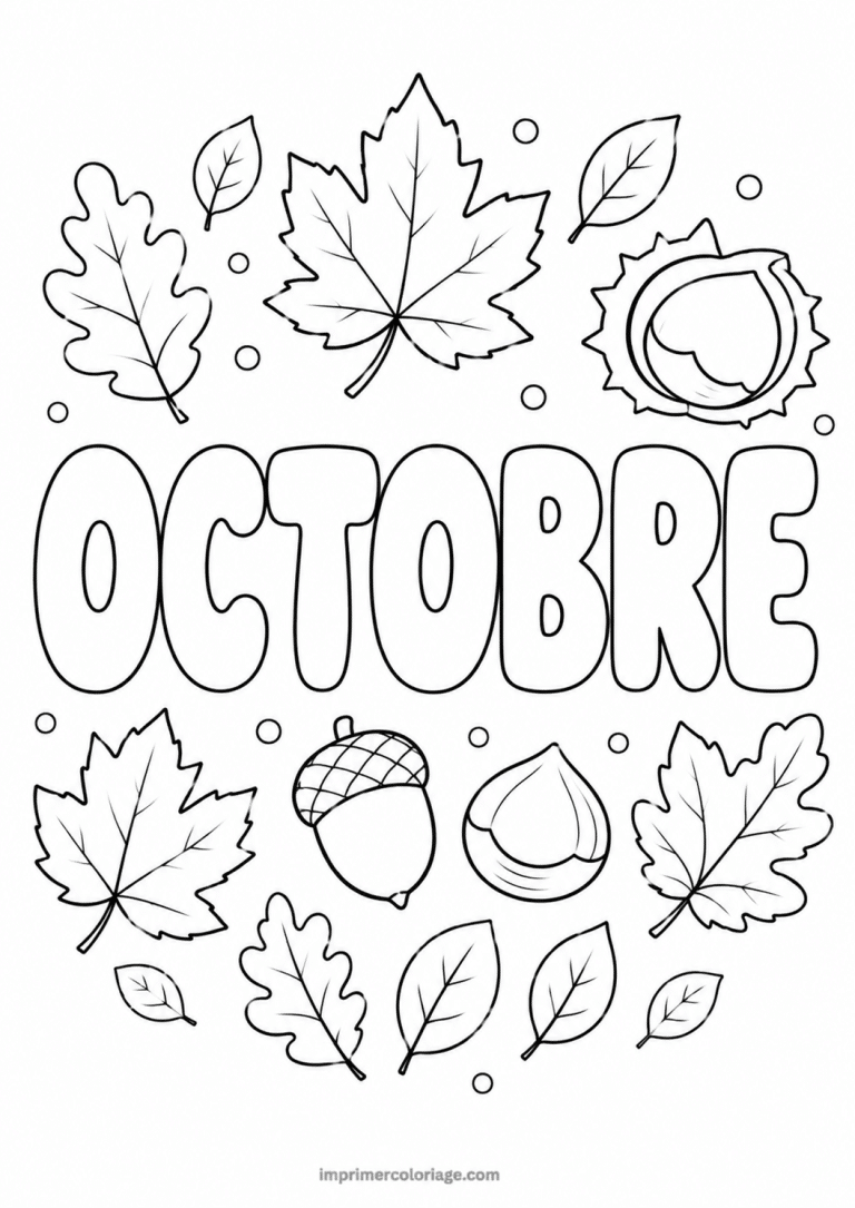 coloriage octobre feuilles automne - dessin gratuit &agrave; imprimer