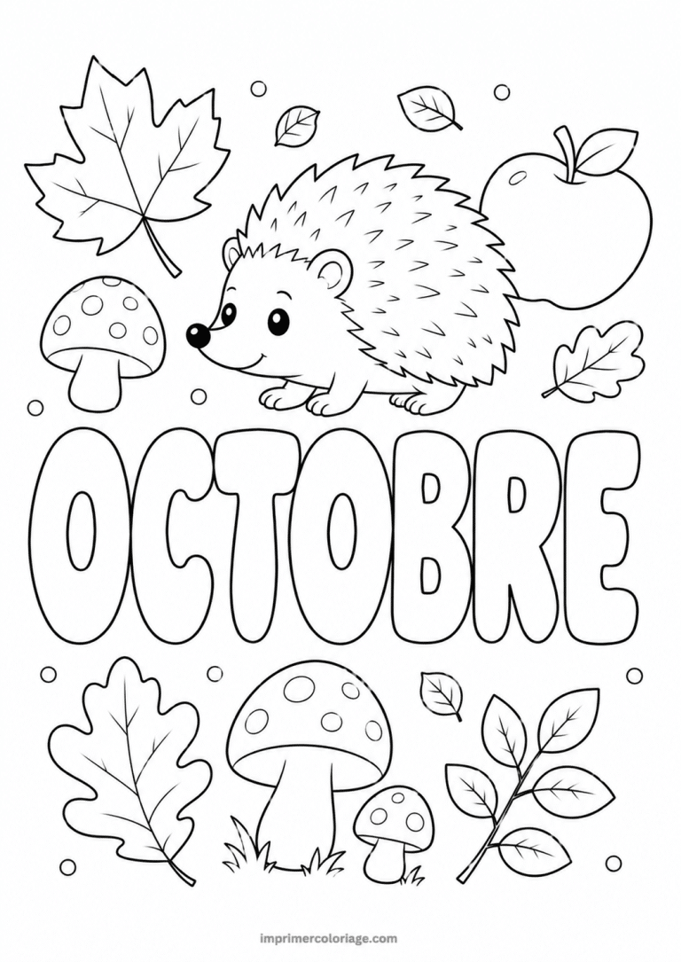 coloriage octobre herisson - dessin gratuit &agrave; imprimer