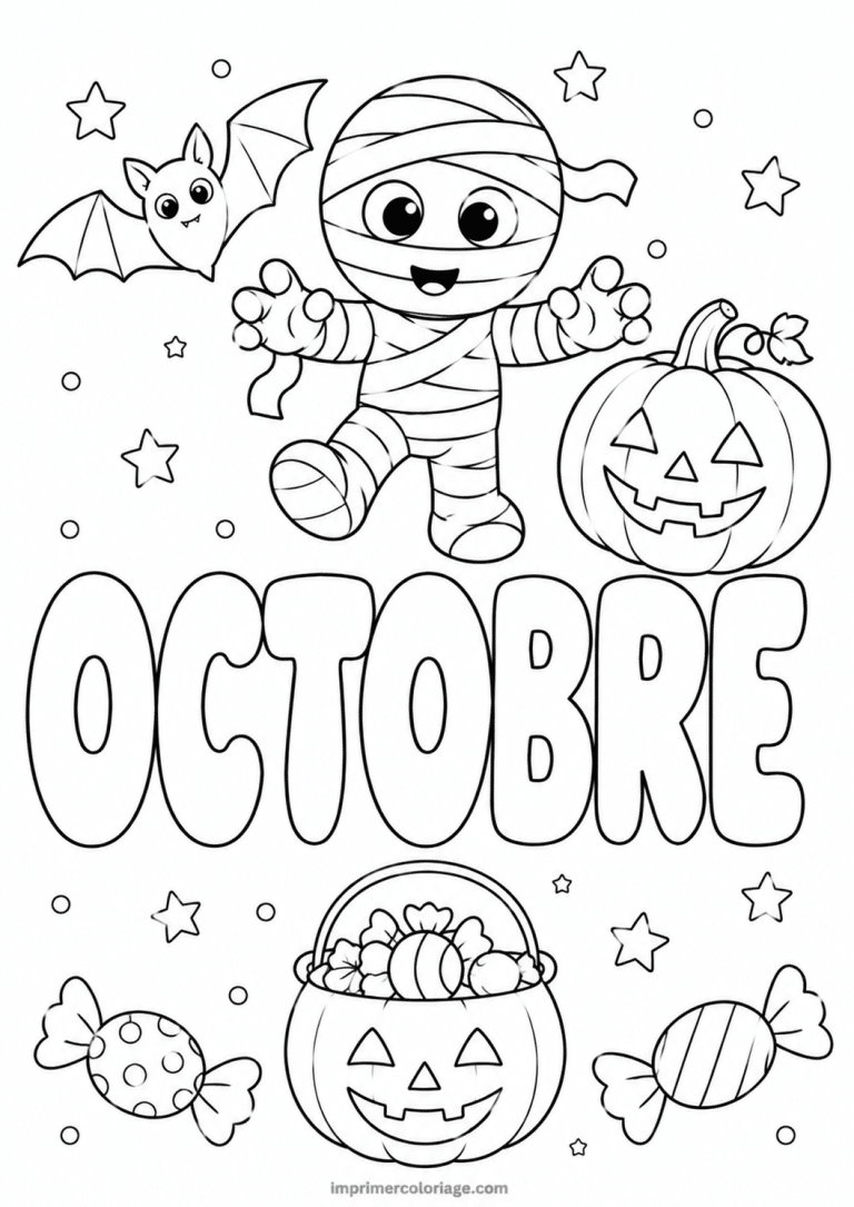 coloriage octobre momie - dessin gratuit &agrave; imprimer