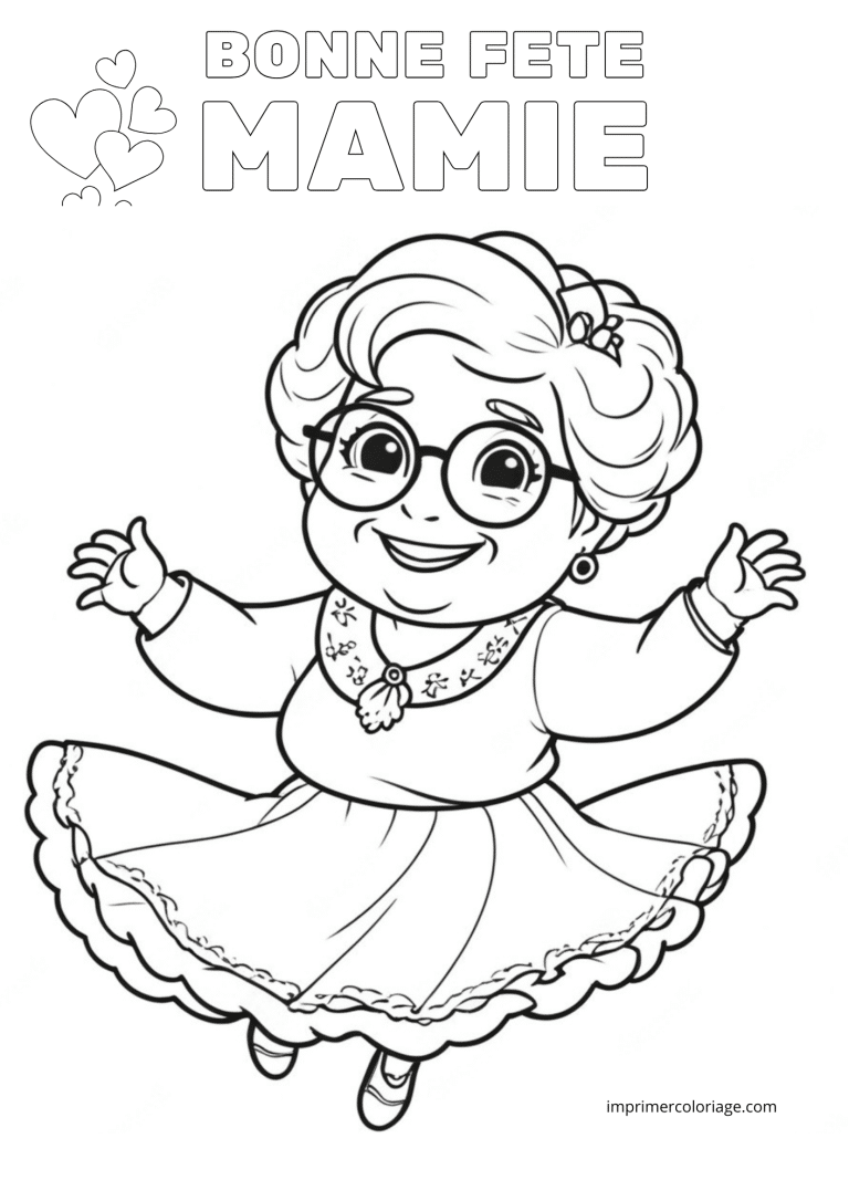 Bonne f&ecirc;te mamie coloriage (4) - dessin gratuit &agrave; imprimer