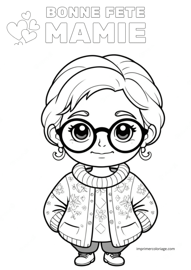 Bonne f&ecirc;te mamie coloriage (6) - dessin gratuit &agrave; imprimer