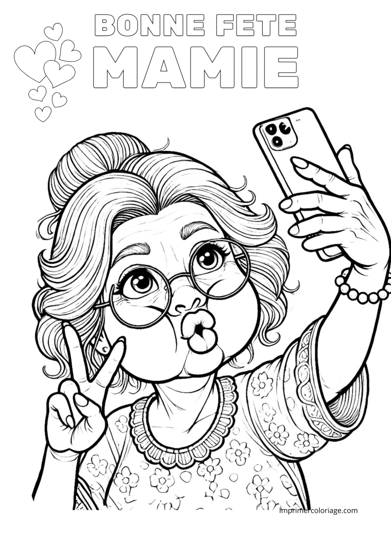 Bonne f&ecirc;te mamie coloriage - dessin gratuit &agrave; imprimer