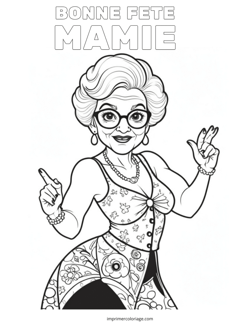 Bonne f&ecirc;te mamie coloriage sexy - dessin gratuit &agrave; imprimer