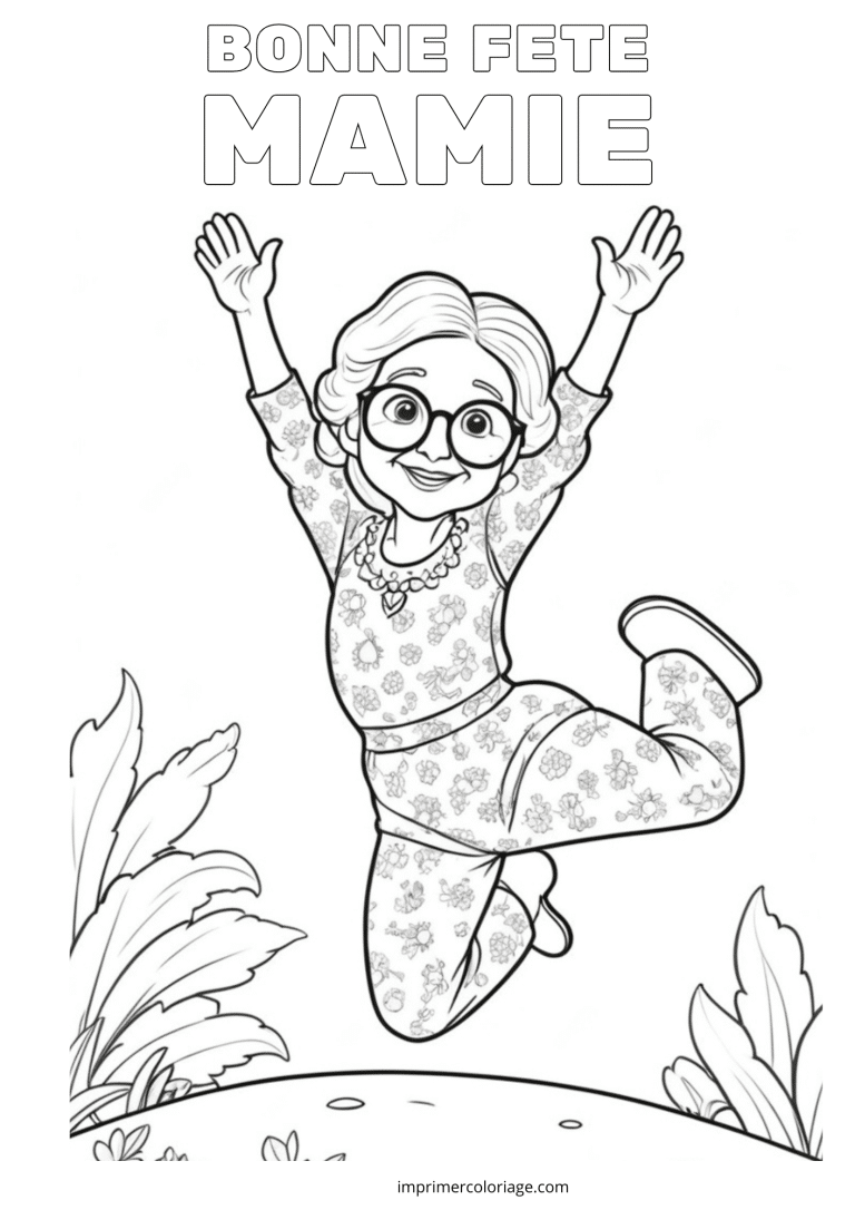 Bonne f&ecirc;te mamie coloriage yoga - dessin gratuit &agrave; imprimer