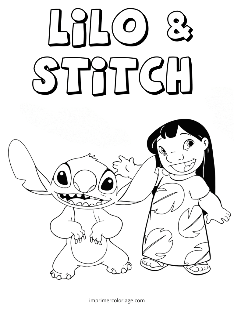 Coloriage Stitch ET LILO complices - dessin gratuit &agrave; imprimer