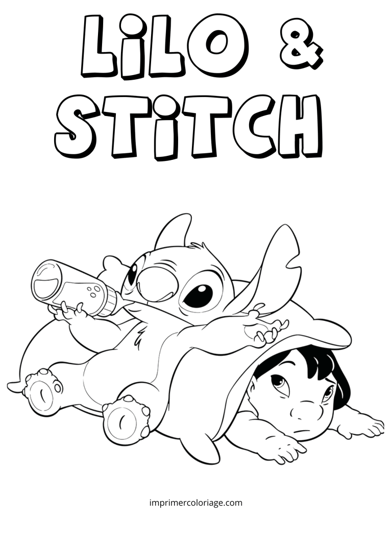 Coloriage Stitch ET LILO rigolo - dessin gratuit &agrave; imprimer