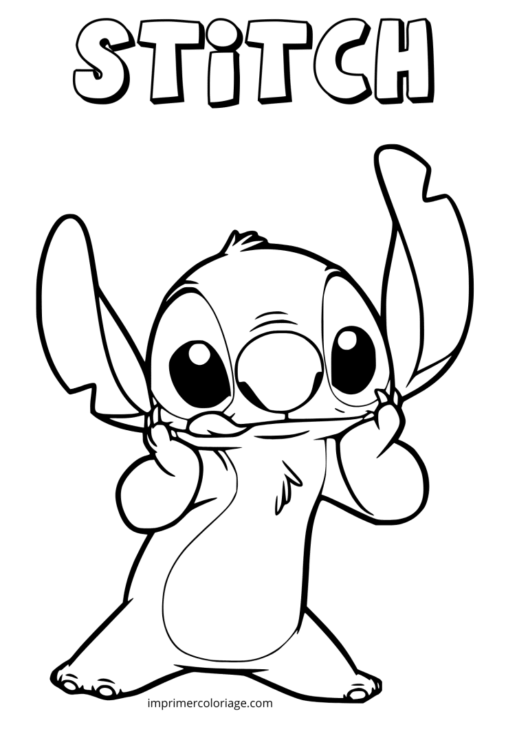 Coloriage Stitch grimaces - dessin gratuit &agrave; imprimer
