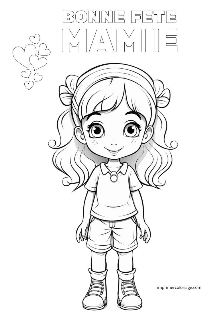 fille bonne f&ecirc;te mamie coloriage​ - dessin gratuit &agrave; imprimer