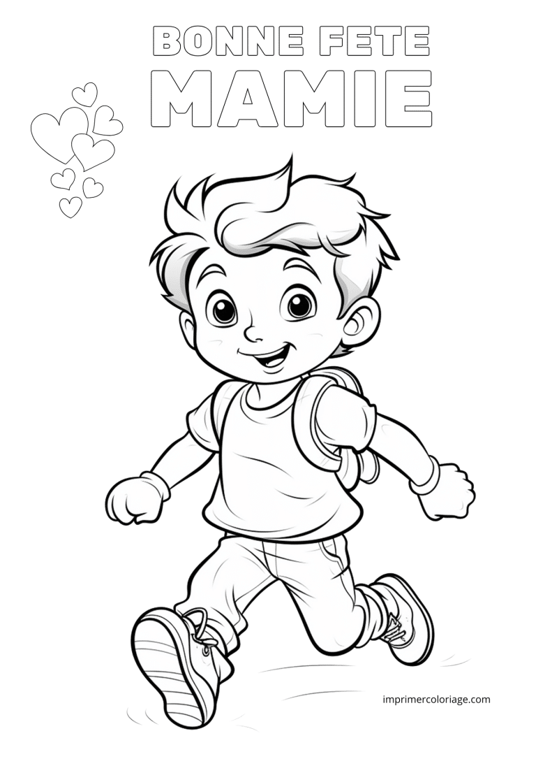 gar&ccedil;on bonne f&ecirc;te mamie coloriage​ - dessin gratuit &agrave; imprimer